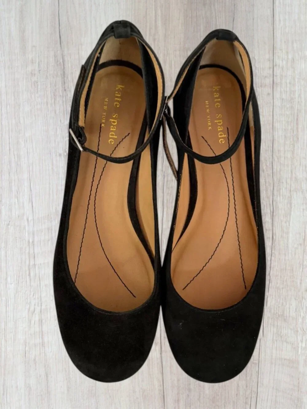 Kate Spade Abigail Black Suede Platform Wedge Mary Jane Pumps Shoes Size 6
